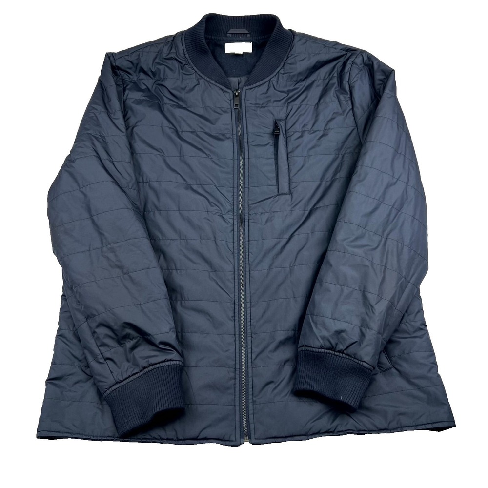 Calibrate Bomber Jacket Mens XL Navy Blue Lined Ribbed Cuff Insulated Warm Wear